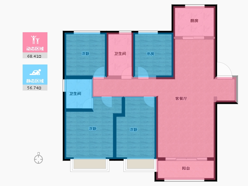 甘肃省-兰州市-兰州融创城-111.54-户型库-动静分区