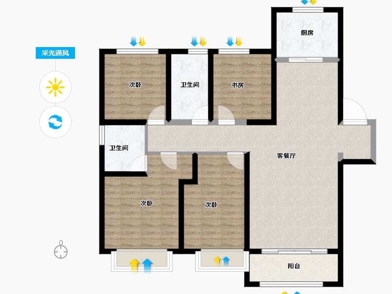 甘肃省-兰州市-兰州融创城-111.54-户型库-采光通风