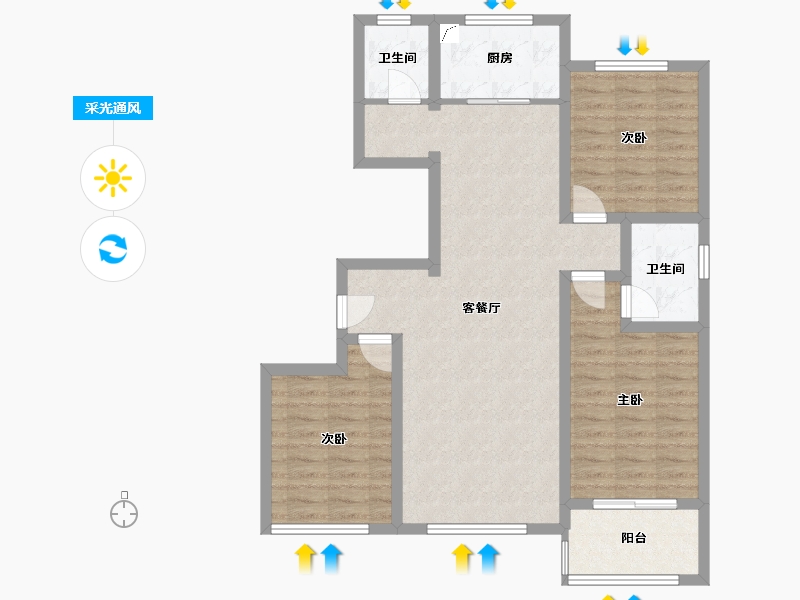 河北省-石家庄市-锦湖嘉园-109.00-户型库-采光通风