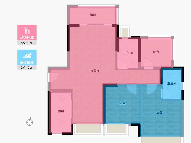 广东省-佛山市-保利中央公园-76.33-户型库-动静分区