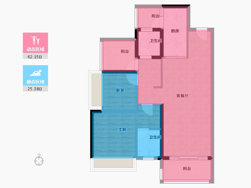 广东省-佛山市-保利中央公园-77.60-户型库-动静分区