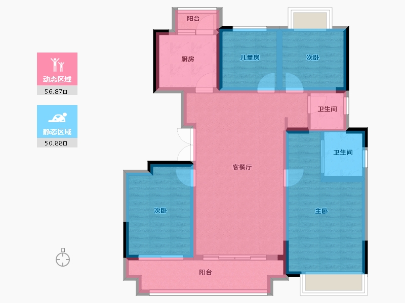 重庆-重庆市-江津吾悦华府-102.00-户型库-动静分区