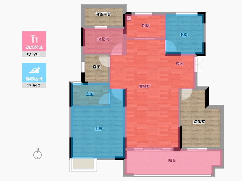 安徽省-合肥市-华盛江山御府-96.01-户型库-动静分区