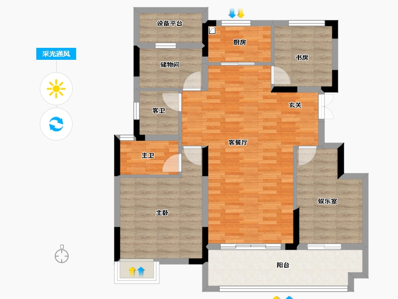 安徽省-合肥市-华盛江山御府-96.01-户型库-采光通风