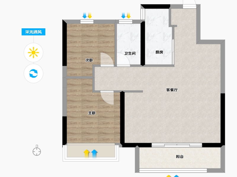 陕西省-铜川市-绿地不夜城-80.00-户型库-采光通风