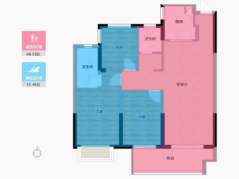 浙江省-金华市-中梁金地西江悦府-75.00-户型库-动静分区