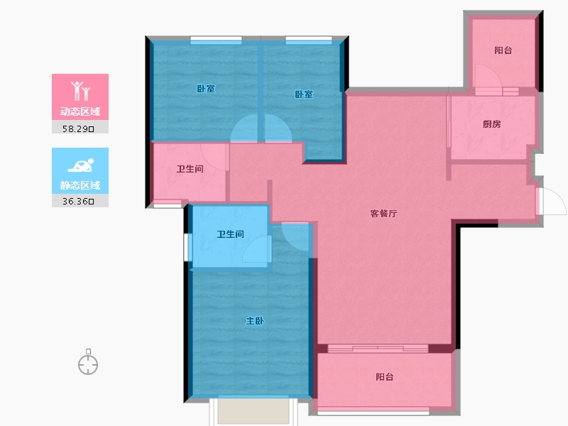 甘肃省-兰州市-兰州恒大御景天下-85.07-户型库-动静分区