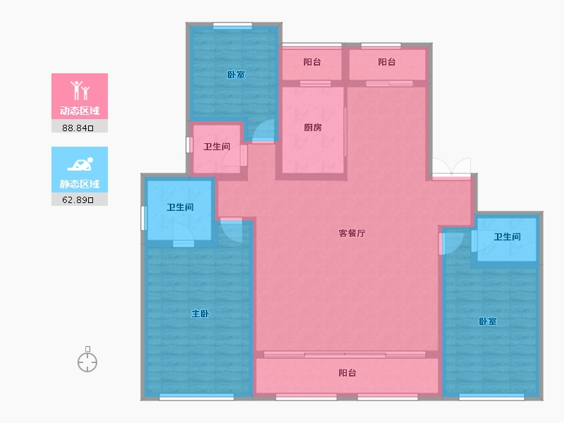 甘肃省-兰州市-兰石豪布斯卡-136.54-户型库-动静分区