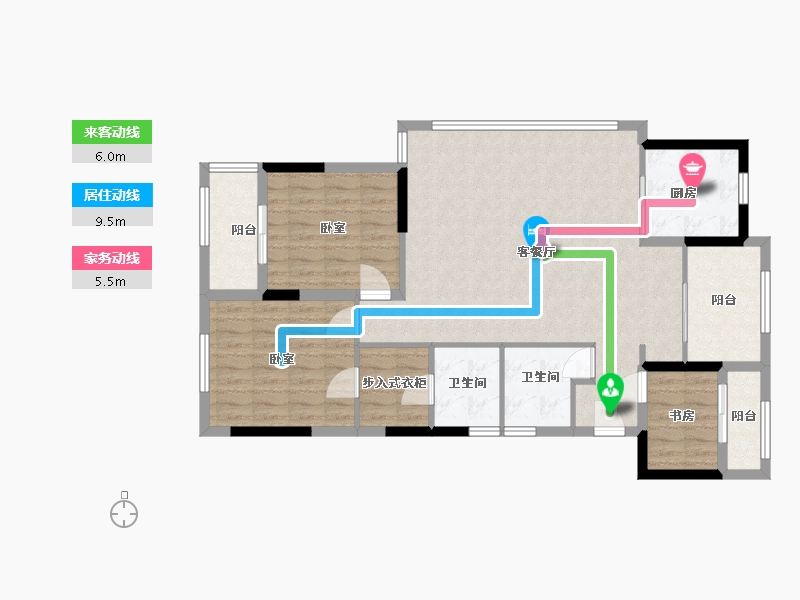 浙江省-绍兴市-鉴湖南院-105.00-户型库-动静线