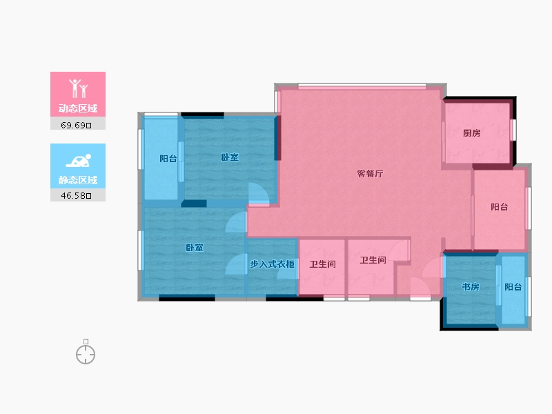 浙江省-绍兴市-鉴湖南院-105.00-户型库-动静分区