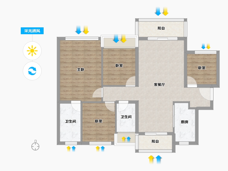 广东省-佛山市-龙光玖龙臺-92.70-户型库-采光通风