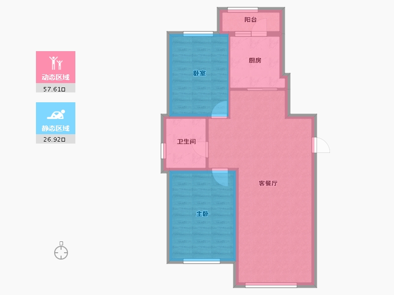 黑龙江省-哈尔滨市-福汇东方-76.28-户型库-动静分区