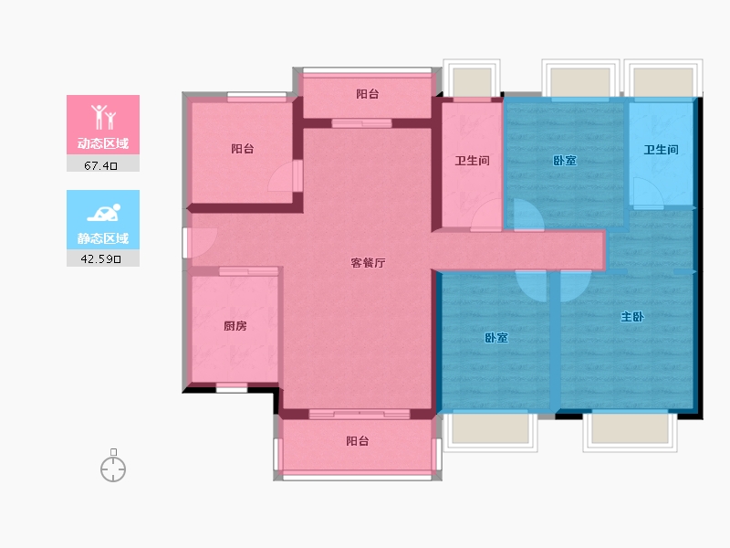 广东省-佛山市-保利中央公园-98.16-户型库-动静分区