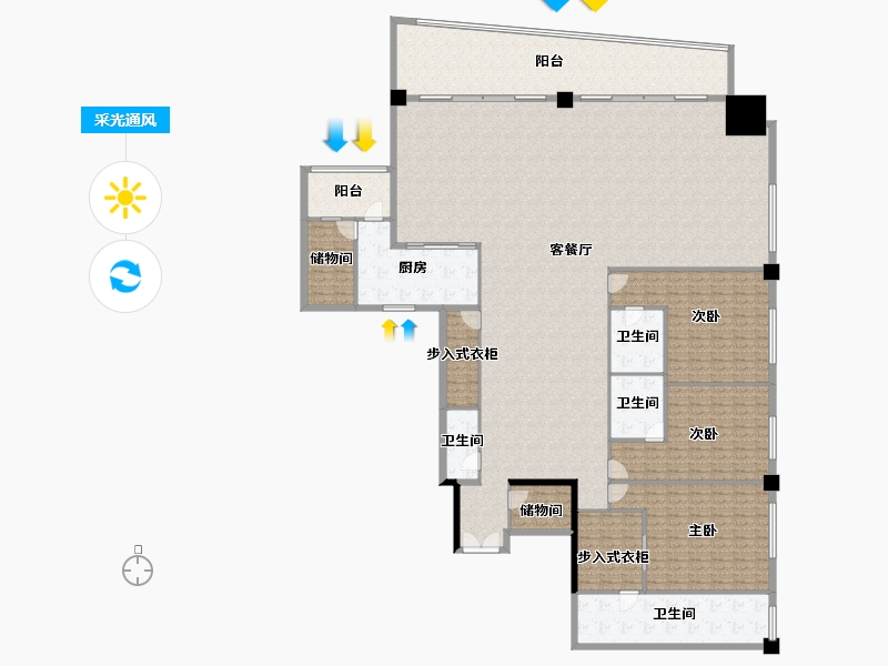 重庆-重庆市-重庆来福士住宅-349.63-户型库-采光通风