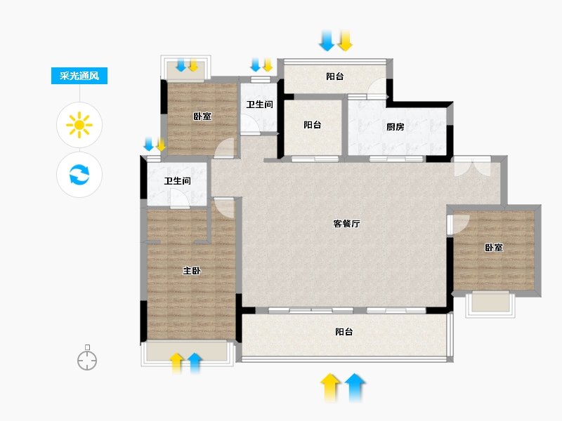 广东省-佛山市-保利中央公园-134.09-户型库-采光通风