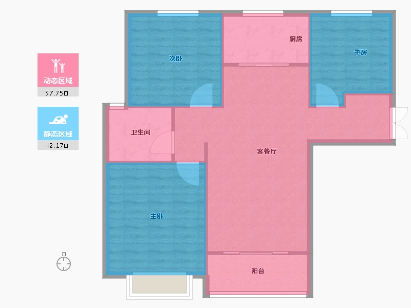 甘肃省-兰州市-盛世·悠山瑞景-92.00-户型库-动静分区