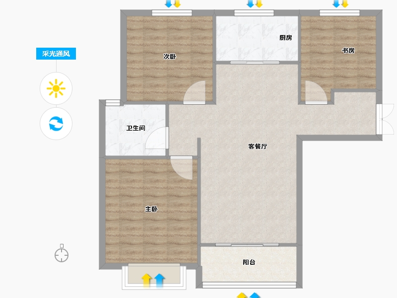 甘肃省-兰州市-盛世·悠山瑞景-92.00-户型库-采光通风