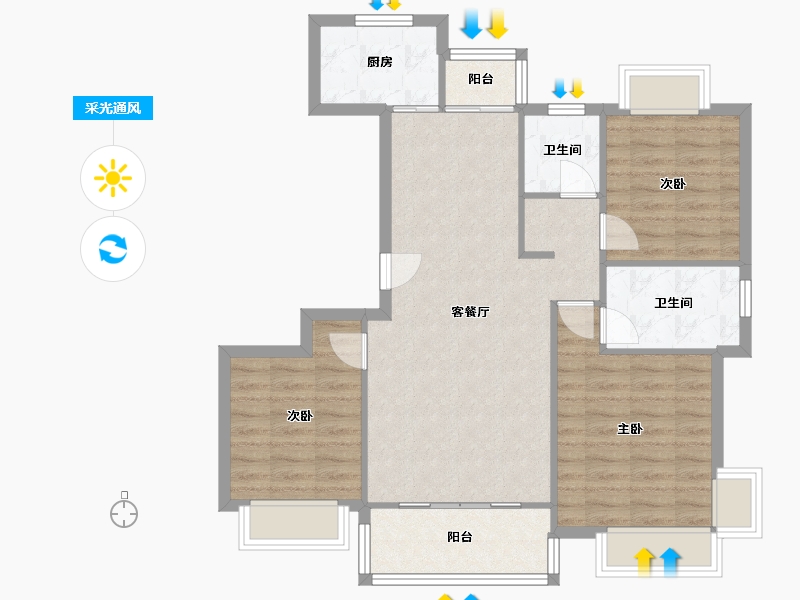 江西省-九江市-星澜湾-82.00-户型库-采光通风