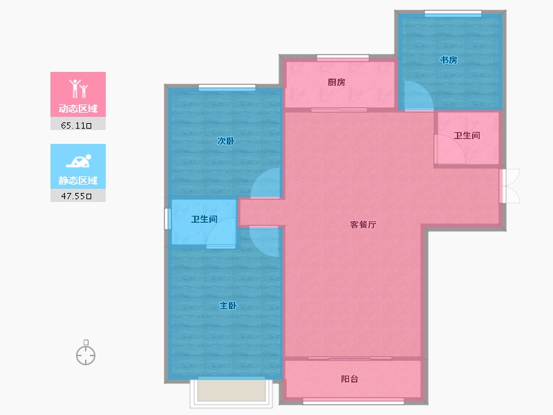 甘肃省-兰州市-盛世·悠山瑞景-104.00-户型库-动静分区