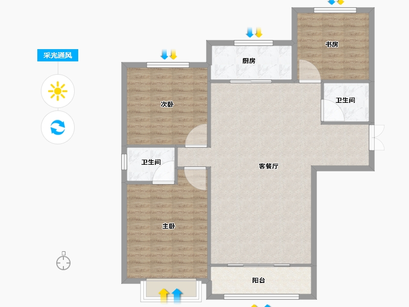 甘肃省-兰州市-盛世·悠山瑞景-104.00-户型库-采光通风