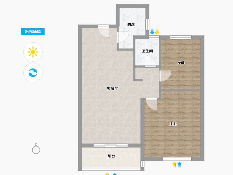 湖北省-武汉市-成功雅苑-75.00-户型库-采光通风