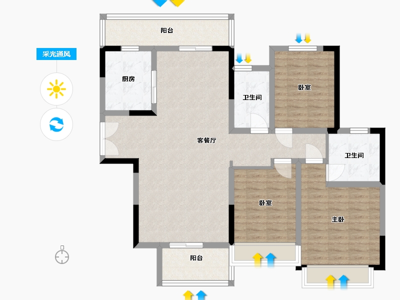 河南省-驻马店市-西湖别院-110.00-户型库-采光通风