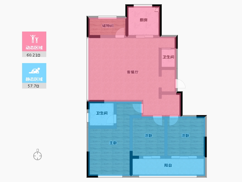 浙江省-杭州市-如沐清晖城-104.23-户型库-动静分区