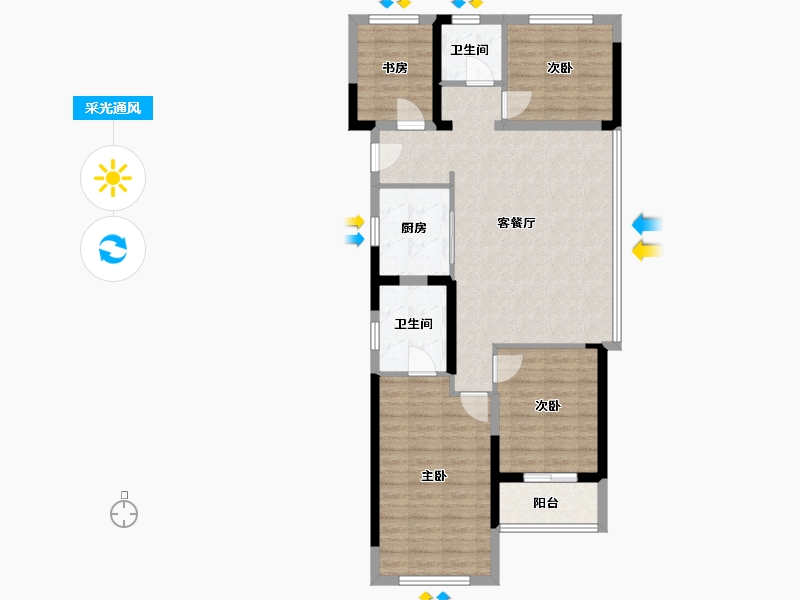 浙江省-杭州市-明煦源赋里-92.00-户型库-采光通风