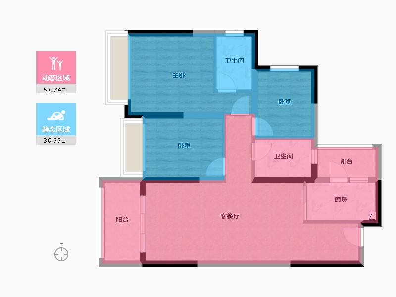 广东省-佛山市-中海云麓公馆-80.01-户型库-动静分区