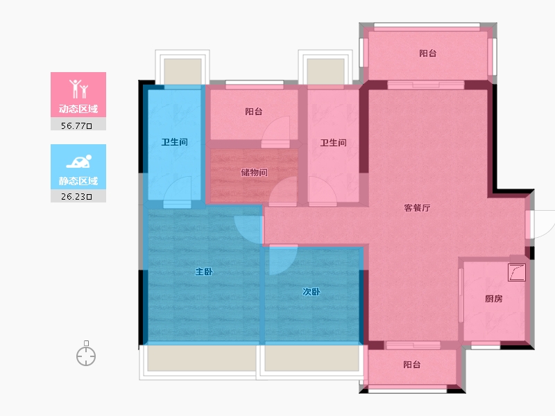 广东省-佛山市-禹洲朗悦-72.76-户型库-动静分区