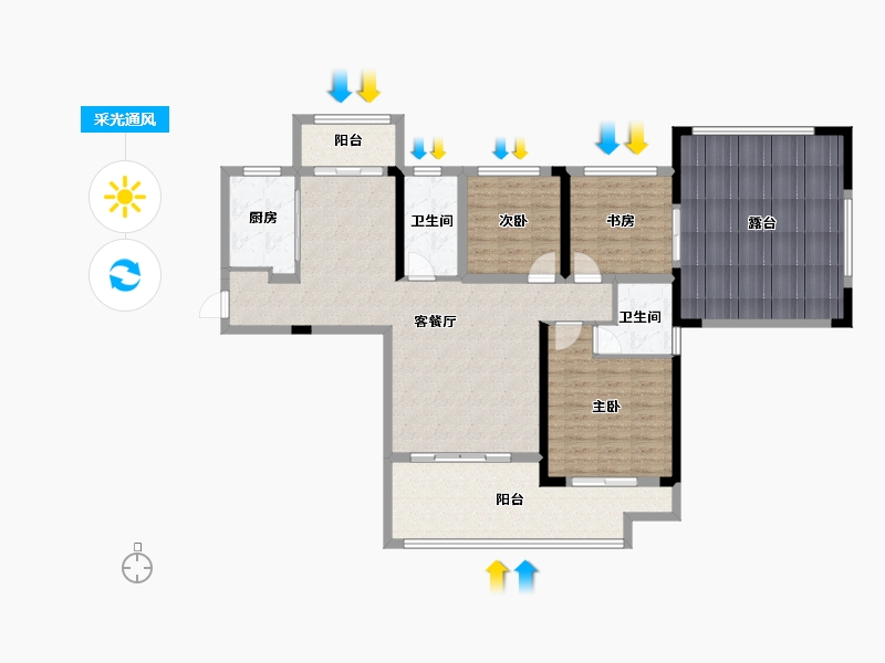 湖南省-益阳市-青春里-110.00-户型库-采光通风