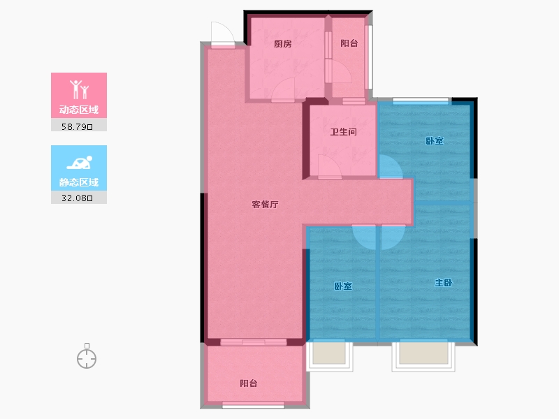 河南省-郑州市-郑州恒大林溪郡-81.40-户型库-动静分区