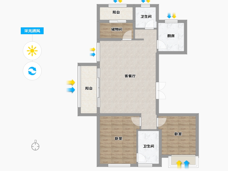 浙江省-杭州市-枫柏兰庭-86.01-户型库-采光通风