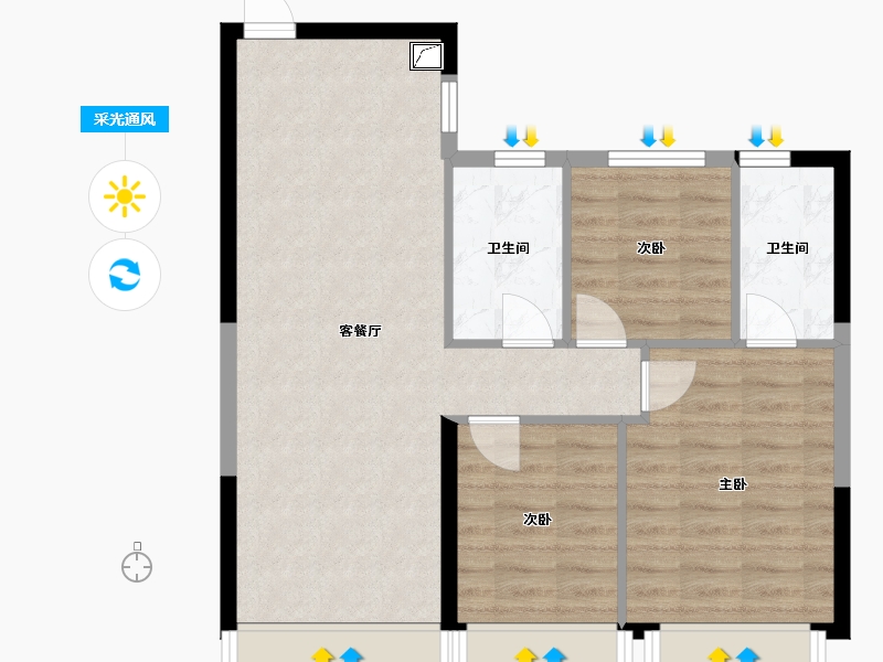 海南省-儋州市-融创森海西岸汇-107.00-户型库-采光通风