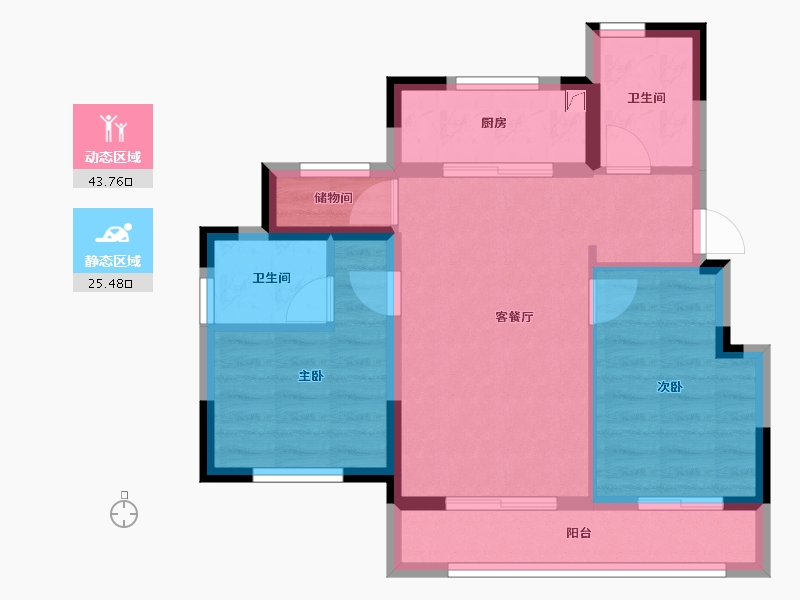 浙江省-杭州市-如沐清晖城-61.01-户型库-动静分区