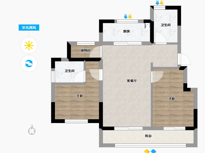 浙江省-杭州市-如沐清晖城-61.01-户型库-采光通风