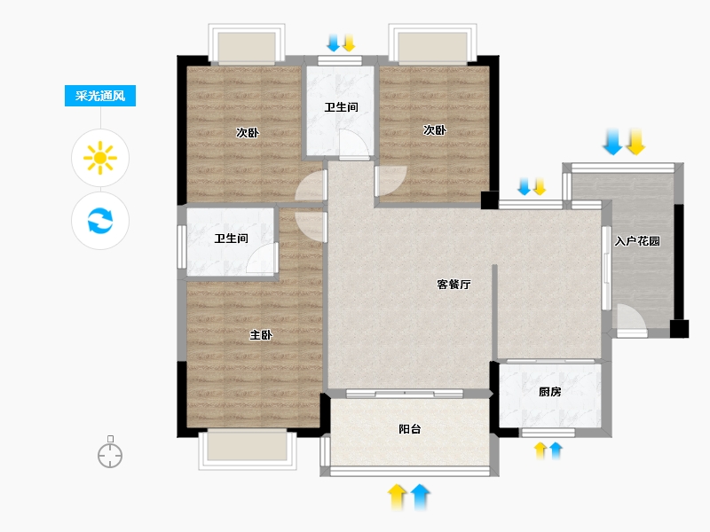 福建省-莆田市-公园湾1号-98.00-户型库-采光通风