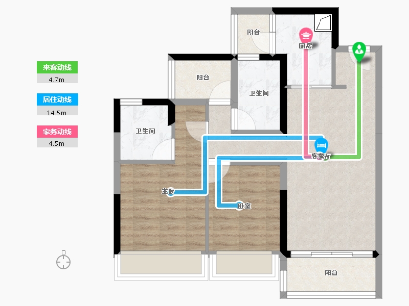 广东省-佛山市-华远·海蓝城-68.35-户型库-动静线