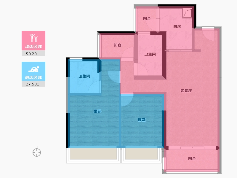 广东省-佛山市-华远·海蓝城-68.35-户型库-动静分区