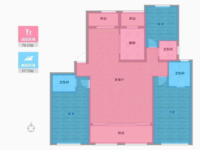 甘肃省-兰州市-兰石豪布斯卡-123.69-户型库-动静分区