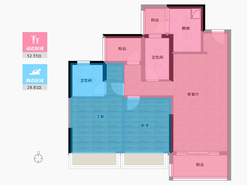 广东省-佛山市-华远·海蓝城-71.01-户型库-动静分区