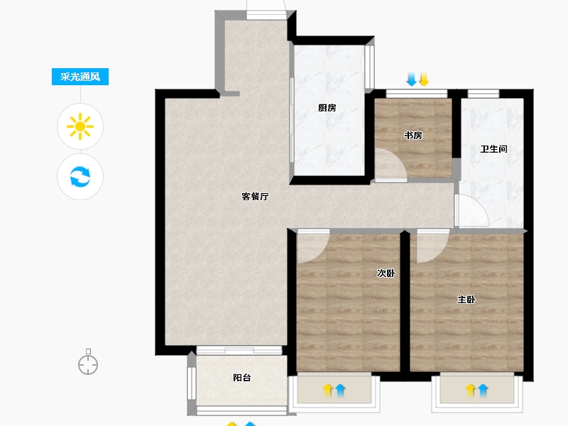 甘肃省-兰州市-兰州融创城-75.20-户型库-采光通风