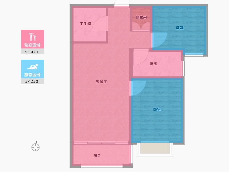 甘肃省-兰州市-兴隆和畅苑-74.41-户型库-动静分区