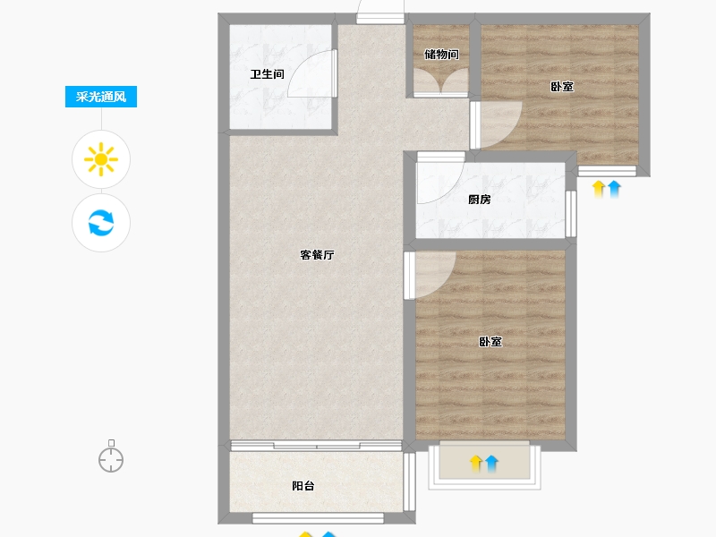 甘肃省-兰州市-兴隆和畅苑-74.41-户型库-采光通风