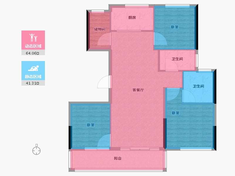 甘肃省-兰州市-绿城春风燕语-96.01-户型库-动静分区