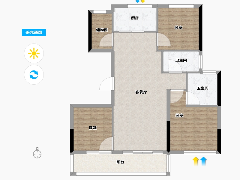 甘肃省-兰州市-绿城春风燕语-96.01-户型库-采光通风