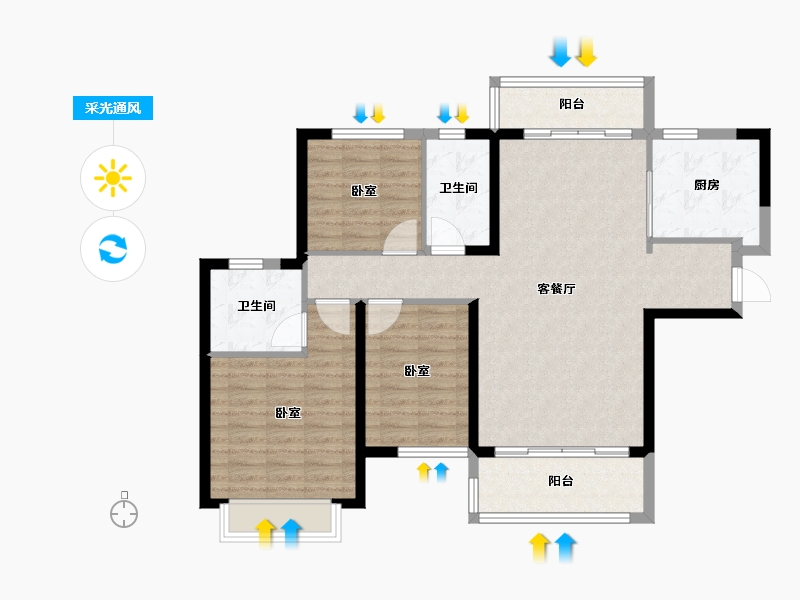 江西省-南昌市-南昌恒大悦龙台-100.66-户型库-采光通风