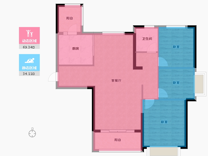 甘肃省-兰州市-兰州恒大御景天下-93.60-户型库-动静分区