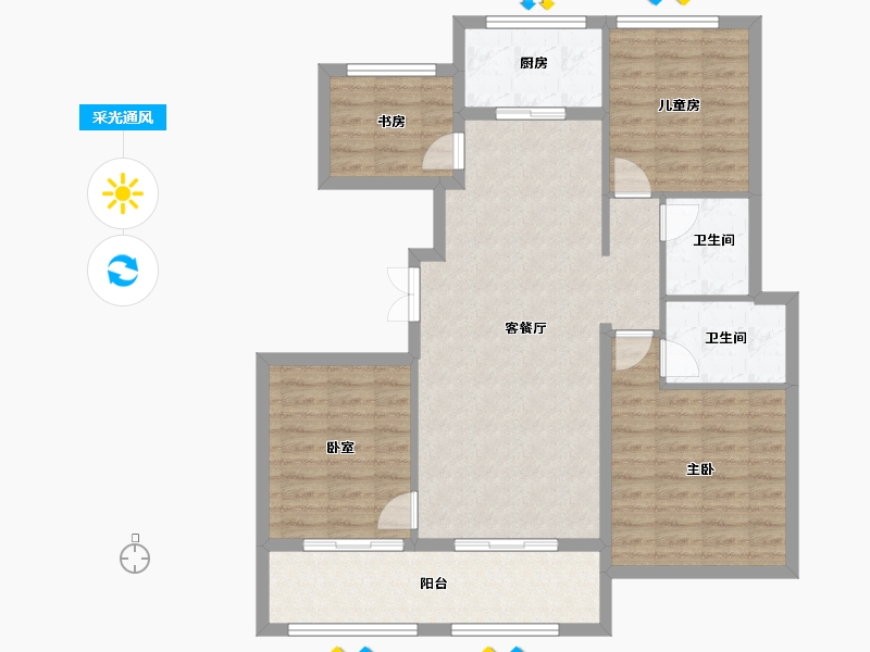 浙江省-杭州市-绿城茗春苑-100.00-户型库-采光通风