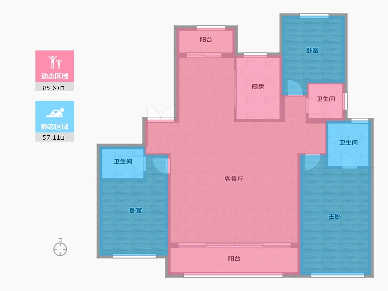 甘肃省-兰州市-兰石豪布斯卡-130.38-户型库-动静分区